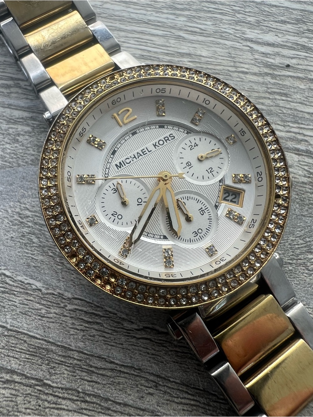 Michael Kors Two-Tone Gold & Silver Crystal-Trim Chronograph Watch